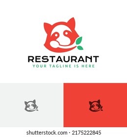Raccoon Restaurant Natural Food Kid Meal Logo