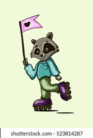 raccoon roller isolated