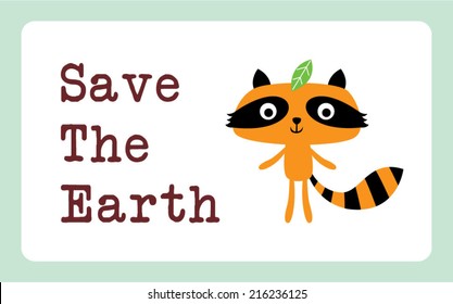 raccoon save the earth illustration