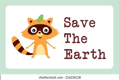 raccoon save the earth illustration