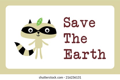 raccoon save the earth illustration