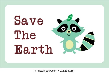 raccoon save the earth illustration