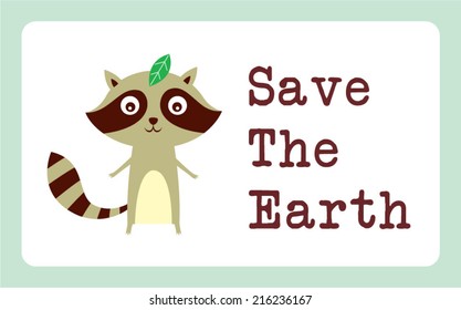 raccoon save the earth illustration