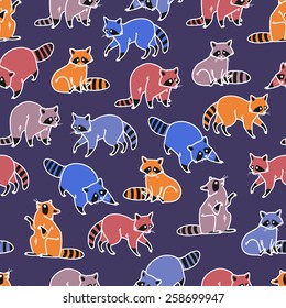 Raccoon seamless pattern
