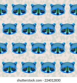 raccoon seamless pattern abstract portrait icon polygonal