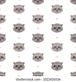 Raccoon Seamless Vector Pattern.Vector background