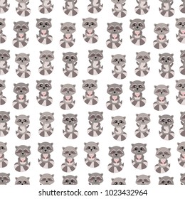 Raccoon Seamless Vector Pattern.Vector background