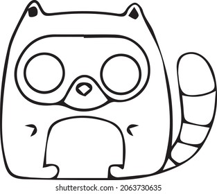 Raccoon Shaped Black And White Icon Vector Illustration