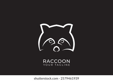 Raccoon silhouette logo design, simple raccoon logo, raccoon head logo vector