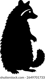 Raccoon Silhouette Vector Upright Standing Wildlife Clipart