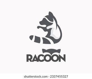 raccoon simple playing art logo symbol design template illustration inspiration