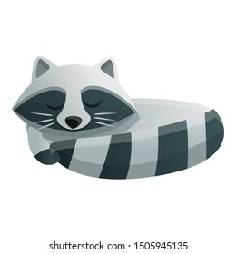 Raccoon sleeping icon. Cartoon of raccoon sleeping vector icon for web design isolated on white background
