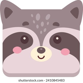 Ilustración Raccoon Square Face Vector