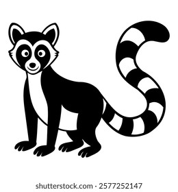 Raccoon with Striped Tail Cute and Playful Animal Illustration