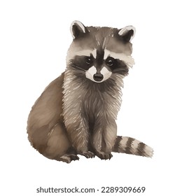 raccoon with style hand drawn digital painting illustration