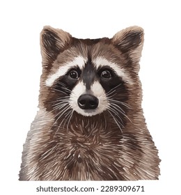 raccoon with style hand drawn digital painting illustration