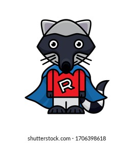 Raccoon with superhero costume isolated vector illustration for Superhero Day on April 28th