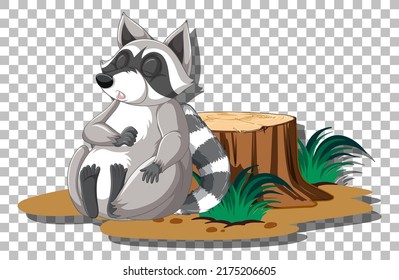 Raccoon Taking A Nap Cartoon Character Illustration