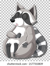 Raccoon Taking A Nap Cartoon Character Illustration