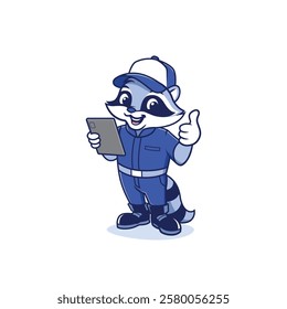 Raccoon technician logo template design