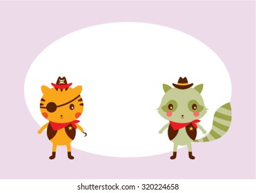 raccoon and tiger friend tag vector
