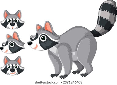 Raccoon in Vector Cartoon Style