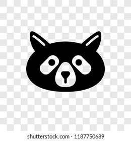 Raccoon vector icon isolated on transparent background, Raccoon transparency logo concept svg