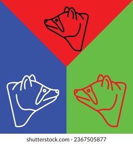 Raccoon Vector Icon, Lineal style icon, from Animal Head icons collection, isolated on Red, Blue and Green Background.