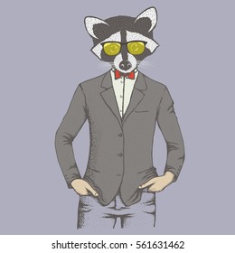 Raccoon Vector Illustration Human Suit Stock Vector (Royalty Free ...