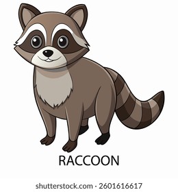 Raccoon vector illustration isolated on white background in cartoon style.