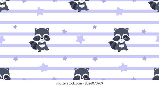 raccoon vector seamless pattern. Great for spring and summer wallpaper, backgrounds, invitations, packaging design projects. 
Surface pattern design.