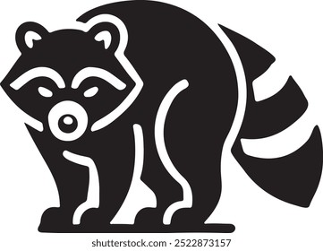 Raccoon Vector Silhouette ,Raccoon Illustration , Raccoon Art Hand Drawn Line Art