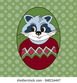 Raccoon in vinous jersey. Picture for clothes, cards, children's books