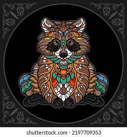 Raccoon zentangle arts isolated on black background