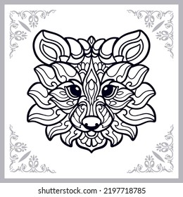 Raccoon zentangle arts isolated on white background