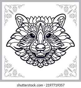 Raccoon zentangle arts isolated on white background