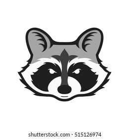 Raccoons head logo for sport club or team. Animal mascot logotype. Template. Vector illustration.