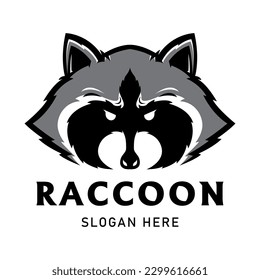 Raccoons head sport logo. Animal mascot logotype. Template. Vector illustration.