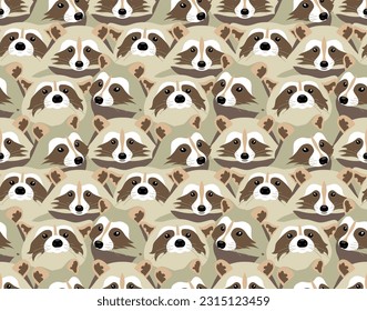 Raccoons on a dark gray background. Animal seamless pattern, print. Vector illustration