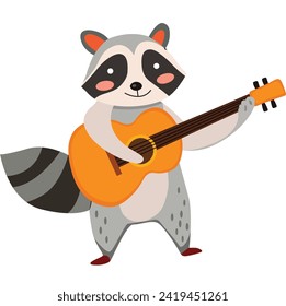 raccoons playing musical instruments, vector design 