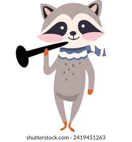 raccoons playing musical instruments, vector design 