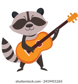 raccoons playing musical instruments, vector design 