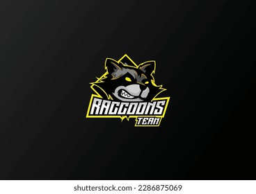 raccoons team logo esport design premium mascot