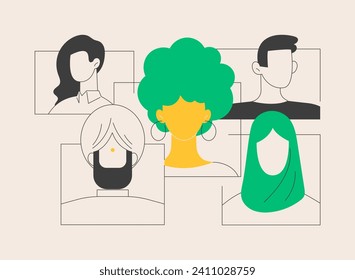 Race abstract concept vector illustration. Racial identity, human rights, skin color, human diversity, genetic code, racial equity in workplace, national culture, social justice abstract metaphor.