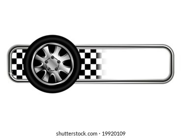 Race badges with tyre over white background
