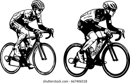 race bicyclists sketch illustration - vector