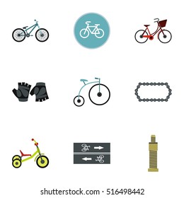 Race bike icons set. Flat illustration of 9 race bike vector icons for web