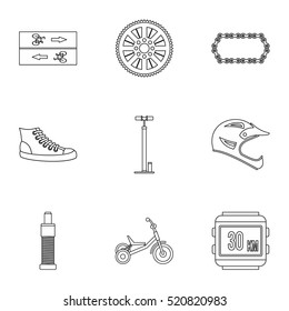 Race bike icons set. Outline illustration of 9 race bike vector icons for web