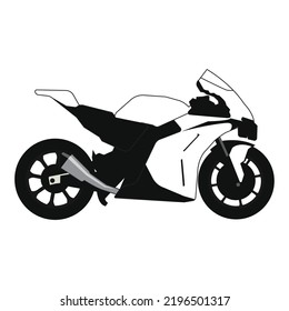 Race Bike Side View Black And White Vector Design