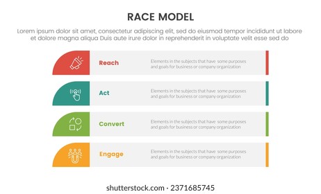 race business model marketing framework infographic with long rectangle box vertical with 4 points slide presentation